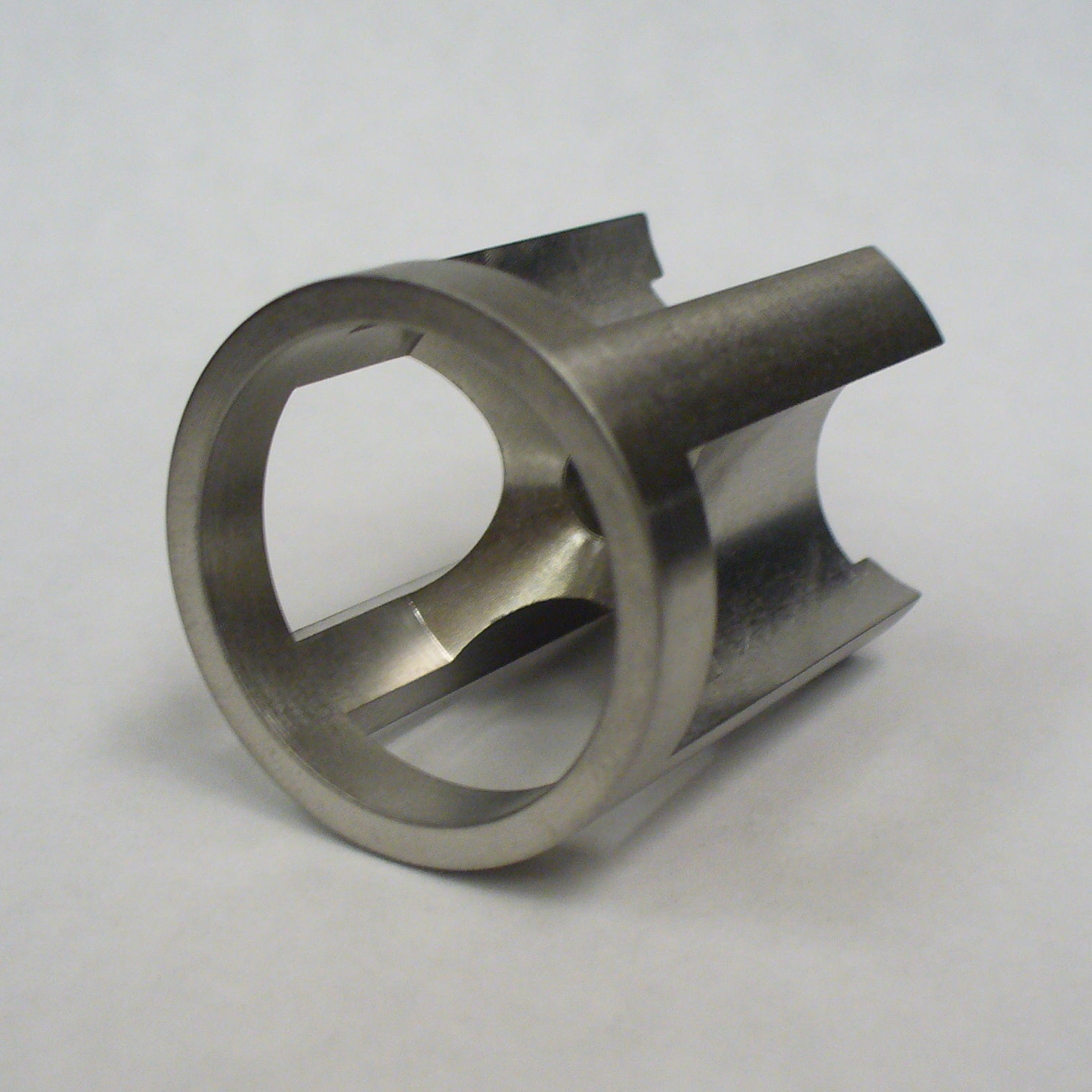 Metal component on white background